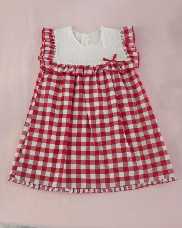 vestido vichy rojo y blanco
