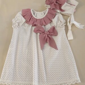 Vestido bebé Malva con capota a juego