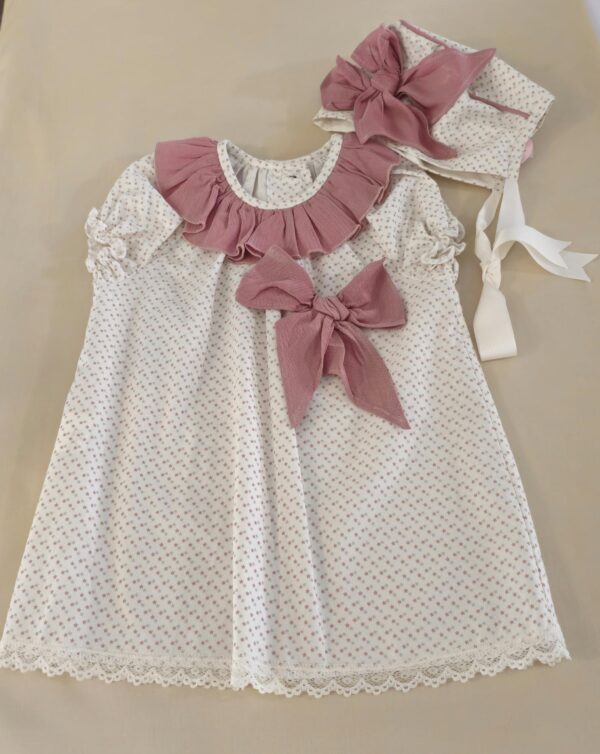 Vestido bebé Malva con capota a juego